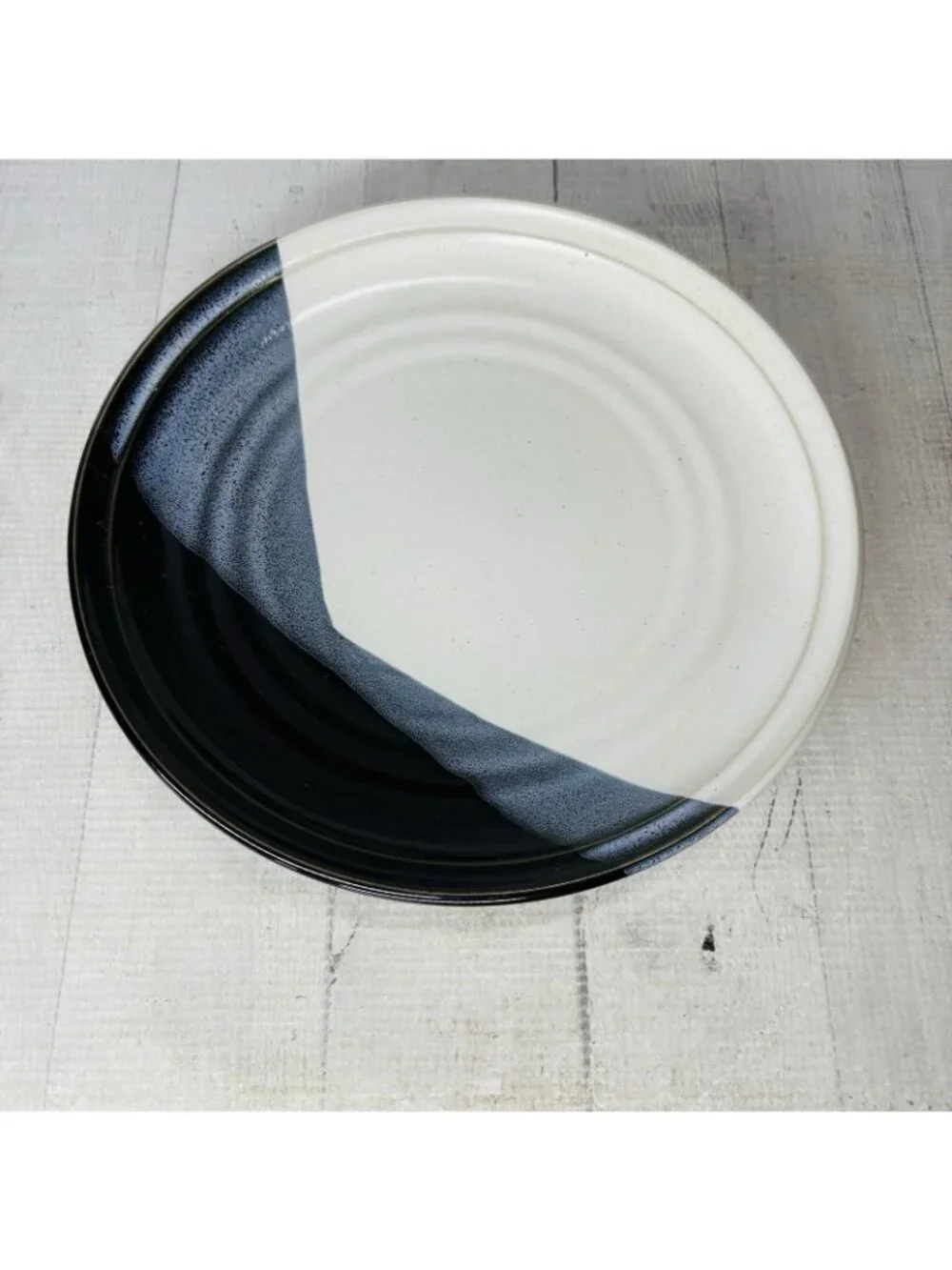Noritake Stoneware DURANGO 8647 Black Blue Abstract Panels Dinner Plates Set 4